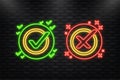 Neon Icon. check marks ui button with dos and donts. flat simple style trend modern red and green checkmark Royalty Free Stock Photo