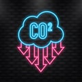 Neon Icon. Co 2 emissions in flat style on green background. Simple vector illustration. Vector flat illustration. Royalty Free Stock Photo