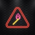 Neon Icon. Fire flame match. Abstract flat icon on white background. Vector illustration design Royalty Free Stock Photo