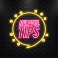 Neon Icon. Helpful Tips Label on white backraund