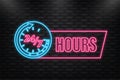 Neon Icon. 24 hours support in abstract style on white background. Customer service. Online support call center. Flat Royalty Free Stock Photo