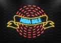 Neon Icon. Mega sale ribbon, great design for any purposes. Business vector icon. Mega sale. Price tag.