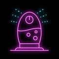 Neon icon of modern ultrasonic humidifier diffusing cool vapor in air