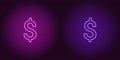 Neon icon of Purple and Violet Dollar Royalty Free Stock Photo