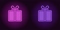 Neon icon of Purple and Violet Gift Box