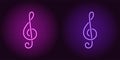 Neon icon of Purple and Violet Musical Note Royalty Free Stock Photo