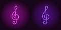 Neon icon of Purple and Violet Musical Note