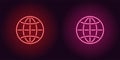 Neon icon of Red and Pink Globe