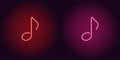 Neon icon of Red and Pink Musical Note