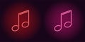 Neon icon of Red and Pink Musical Note