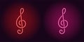 Neon icon of Red and Pink Musical Note