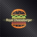 Neon Icon of Royal Cheeseburger, Colorful Banner