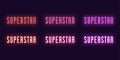 Neon icon set of text Superstar. Vector art