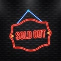 Neon Icon. Sold out sign vector illustration Royalty Free Stock Photo