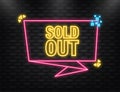 Neon Icon. Sold out sign. Vector illustration. Royalty Free Stock Photo