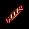 Neon icon of wrapped candy isolated on black background. X-mas, sweets, treats concept Royalty Free Stock Photo