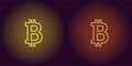 Neon icon of Yellow and Orange Bitcoin