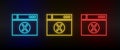 Neon icons. Database server browser. Set of red, blue, yellow neon vector icon Royalty Free Stock Photo