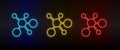 Neon icons. Database server link. Set of red, blue, yellow neon vector icon Royalty Free Stock Photo