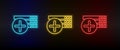 Neon icons. Database server. Set of red, blue, yellow neon vector icon