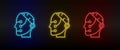 Neon icons. memory robot intelligence smart. Set of red, blue, yellow neon vector icon