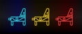 Neon icons. Pinball game arcade retro. Set of red, blue, yellow neon vector icon Royalty Free Stock Photo