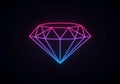 Neon illustration of a diamond shape with a geometric pattern, Royalty Free Stock Photo