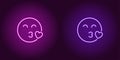 Neon illustration of enamored emoji. Vector icon