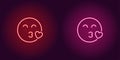 Neon illustration of enamored emoji. Vector icon