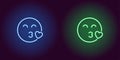 Neon illustration of enamored emoji. Vector icon
