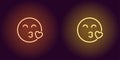 Neon illustration of enamored emoji. Vector icon