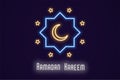 Neon illustration of Ramadan Kareem. Vector neon Royalty Free Stock Photo