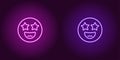 Neon illustration of star struck emoji Vector icon