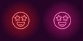 Neon illustration of star struck emoji Vector icon