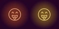 Neon illustration of teasing emoji. Vector icon