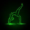 Neon illustration of a woman practices yoga.