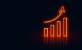 Neon Increasing Chart sign With Arrow Up. Business Growth and development Concept Royalty Free Stock Photo