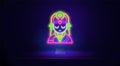 A neon Indian god with a sacred symbol glowing on his forehead. Vector illustration of a religious symbol Royalty Free Stock Photo