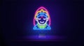 A neon Indian god with a sacred symbol glowing on his forehead. Vector illustration of a religious symbol Royalty Free Stock Photo