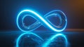 Neon infinity loop sign illuminated in dark setting