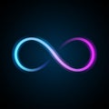 Neon infinity symbol on black background Royalty Free Stock Photo