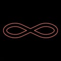 Neon infinity symbol red color vector illustration flat style image Royalty Free Stock Photo