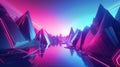 Neon-infused holographic realm: 3D landscape with bold geometric forms and neon gradients, creating a captivating Royalty Free Stock Photo