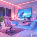 Neon-Infused Retro-Futuristic Workspace