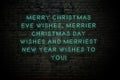 Neon inscription of christmas and new year greetings on brick wall