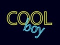 Neon inscription cool boy on a dark background. Neon lettering for design