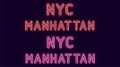 Neon inscription of New York city, Manhattan borough. Vector illustration, neon Text of NYC Manhattan with glowing backlight, red