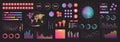 Neon interface elements kit for UI UX web design, template button color icon set Royalty Free Stock Photo