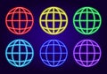 Neon symbol of internet signage vector set of multi-colored signs .The glowing symbol of the website icon.a set of isolated