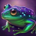 Neon iridescent psychedelic frog. Generative AI. Not based on any actual scene or pattern